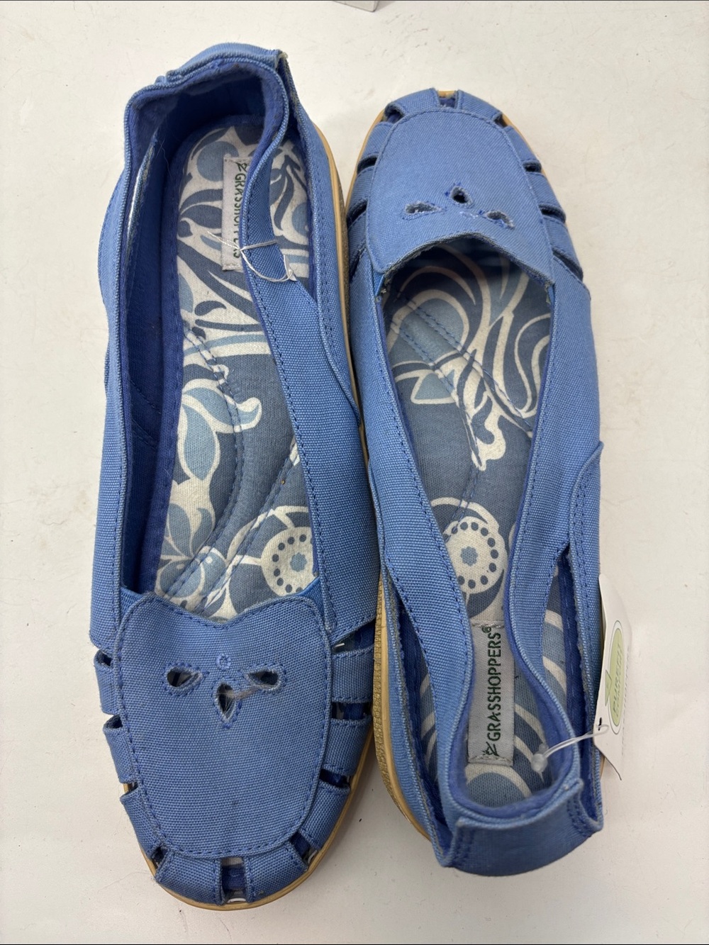 Grasshoppers Light Blue Canvas Slip-On Flats with Cutout Detail